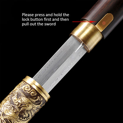 Ebony Dragon Head Cane Sword