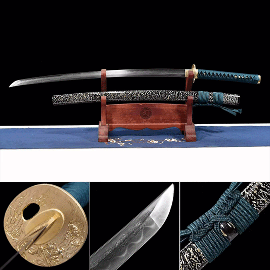 Hand Forged Japanese Samurai Katana Dark Pattern Steel