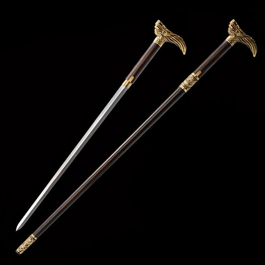 Ebony Dragon Head Cane Sword