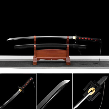 Hand Forged Anime Bleach Ichigo Bankai Sword Tensa Zangetsu Hand Polished  Spring Steel Black Blade