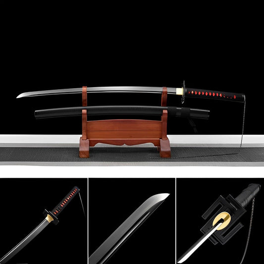 Hand Forged Anime Bleach Ichigo Bankai Sword Tensa Zangetsu Hand Polished  Spring Steel Black Blade