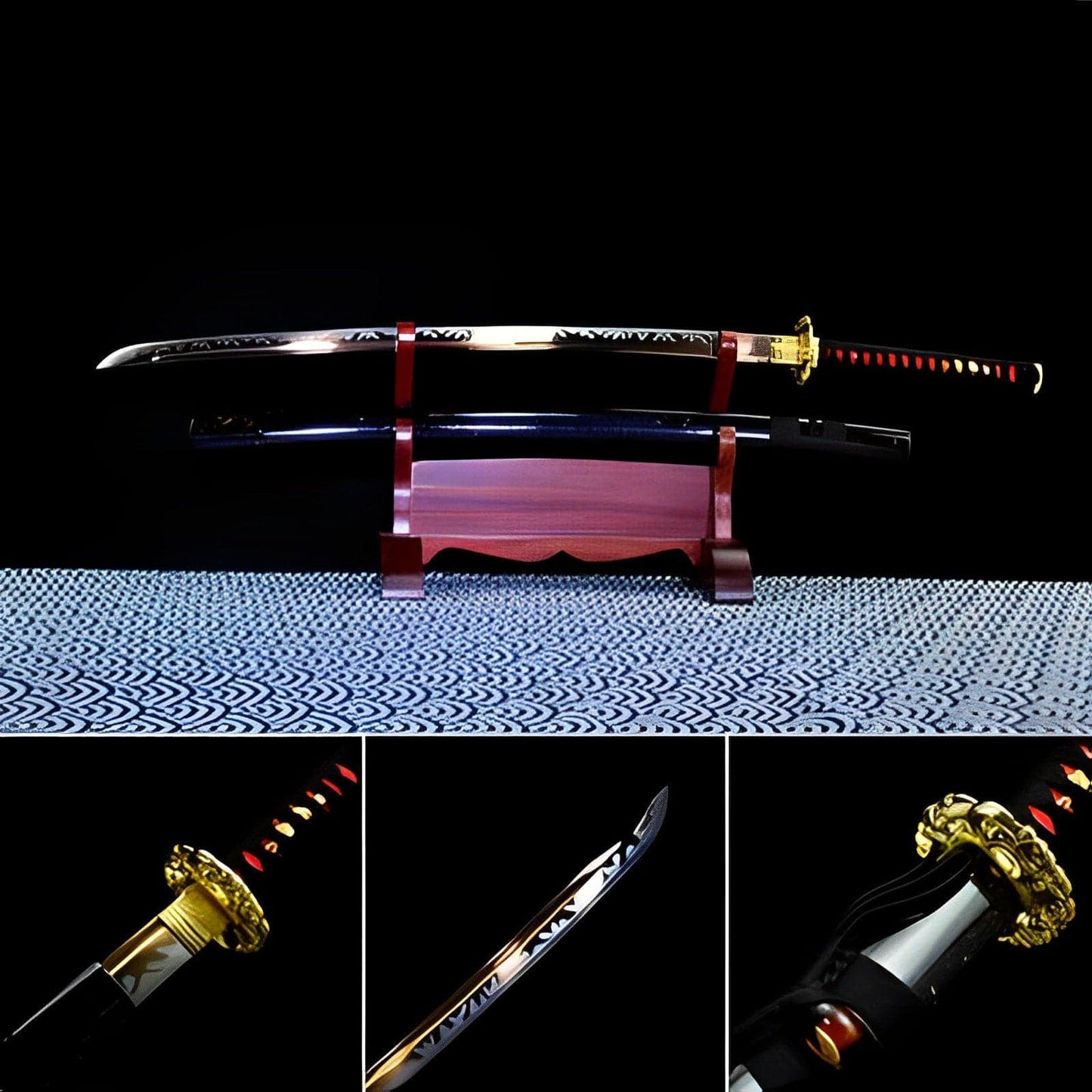 Hand Forged Japanese Samurai Katana Bare Gold T10 Carbon steel Blade baking gold