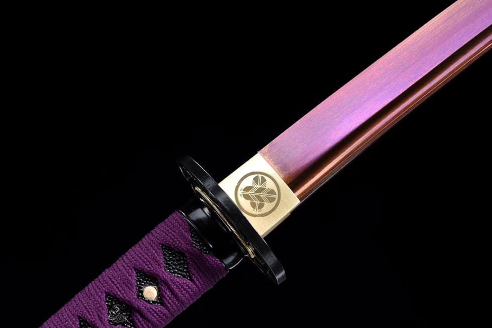 Hand Forged Japanese Samurai Katana Bauhinia 9260 Spring Stee Purple Blade