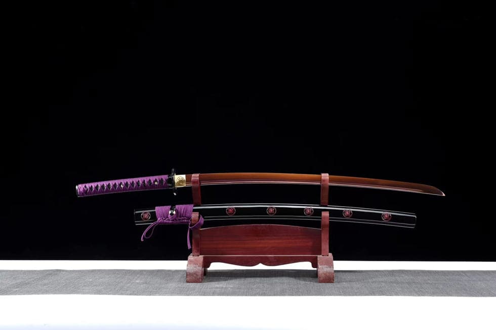 Hand Forged Japanese Samurai Katana Bauhinia 9260 Spring Stee Purple Blade