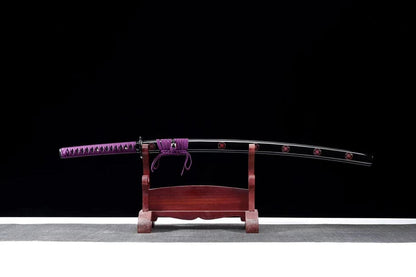 Hand Forged Japanese Samurai Katana Bauhinia 9260 Spring Stee Purple Blade