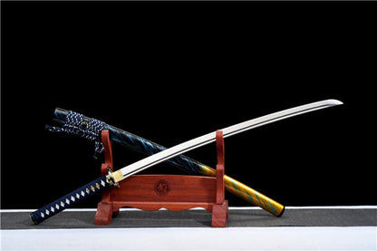 Hand Forged Japanese Samurai Katana Buddha 9260 Spring Steel Bend 90 degrees without deformation