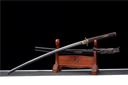 Hand Forged Japanese Samurai Katana Candle Dragon High Manganese Steel Blade blackening process