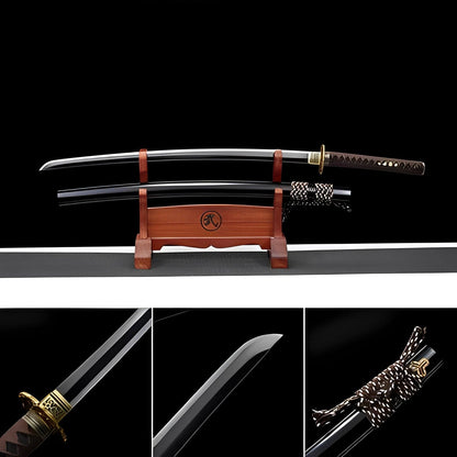 Hand Forged Japanese Samurai Katana Candle Dragon High Manganese Steel Blade blackening process