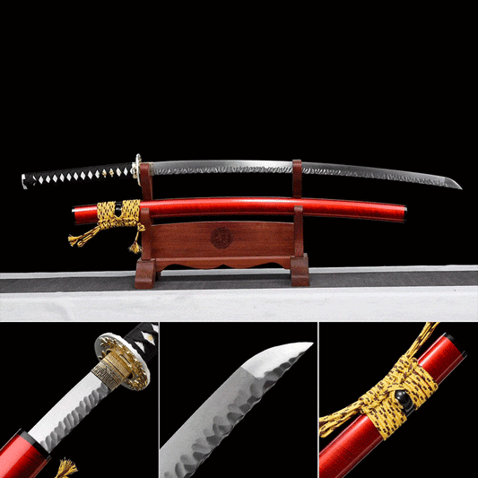 Hand Forged Japanese Samurai Katana Confidante Pattern Steel Hammered Texture