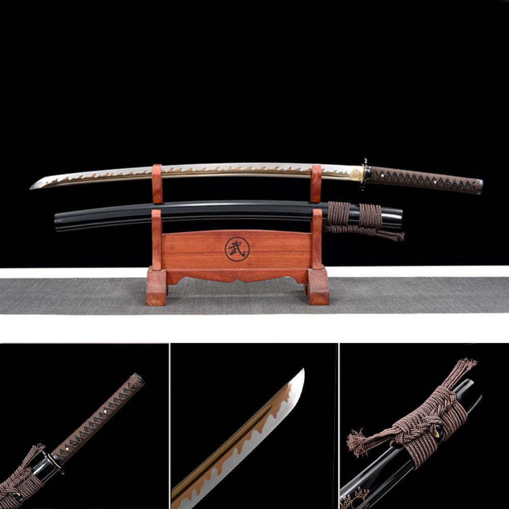 Hand Forged Japanese Samurai Katana Dragon King High Manganese Steel Baked gold blades