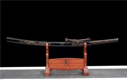 Hand Forged Japanese Samurai Katana Dragon King High Manganese Steel Baked gold blades