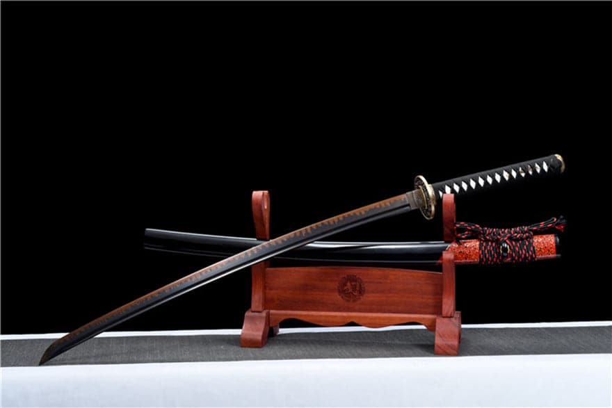 Hand Forged Japanese Samurai Katana Drop in the ocean T10 Carbon steel Blackening process