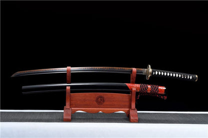 Hand Forged Japanese Samurai Katana Drop in the ocean T10 Carbon steel Blackening process