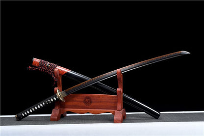 Hand Forged Japanese Samurai Katana Drop in the ocean T10 Carbon steel Blackening process