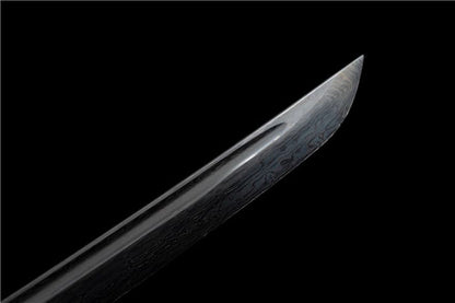 Hand Forged Japanese Samurai Katana Eagle Eye Pattern Steel Black Blade