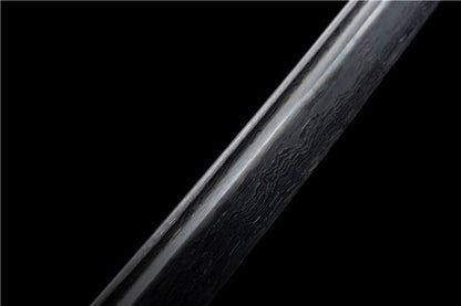 Hand Forged Japanese Samurai Katana Eagle Eye Pattern Steel Black Blade