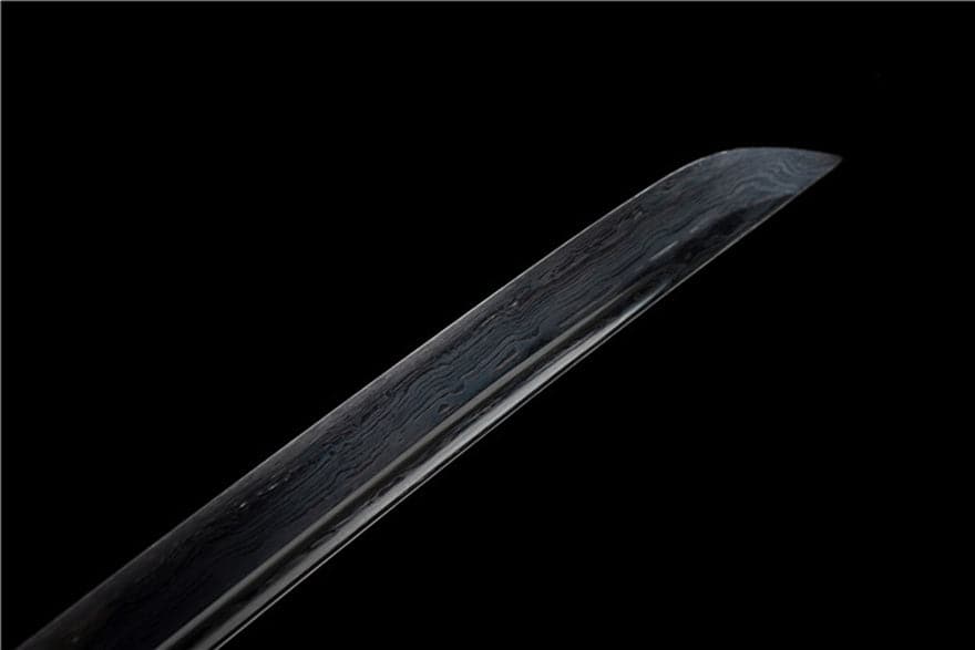 Hand Forged Japanese Samurai Katana Eagle Eye Pattern Steel Black Blade