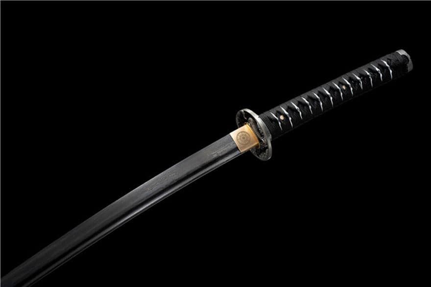 Hand Forged Japanese Samurai Katana Eagle Eye Pattern Steel Black Blade