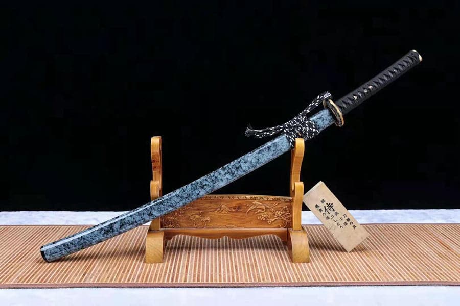 Hand Forged Japanese Samurai Katana Fine Iron Mounted Burnt Edge T10 Carbon steel Blue