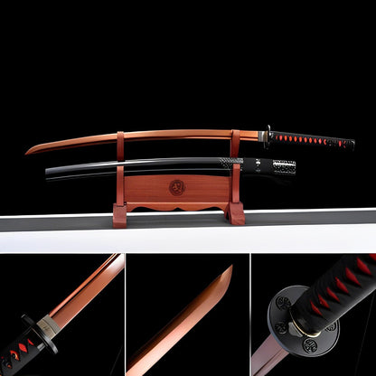 Hand Forged Japanese Samurai Katana Flame 9260 Spring Steel Reddening of the blade