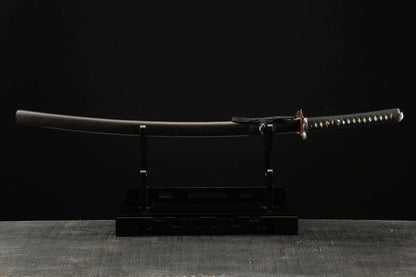 Hand Forged Japanese Samurai Katana Frog Prince Pattern Steel Gilt Silver Guard