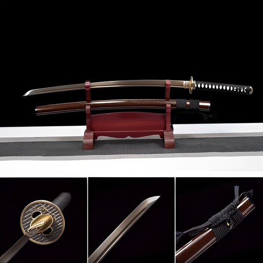 Hand Forged Japanese Samurai Katana Golden Bamboo Damascus Steel Full Tang