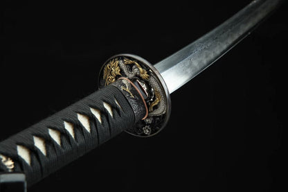 Hand Forged Japanese Samurai Katana Green Dragon Pattern Steel Tricolor Copper