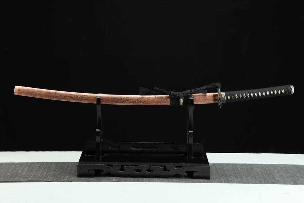 Hand Forged Japanese Samurai Katana Green Dragon Pattern Steel Tricolor Copper