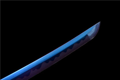 Hand Forged Japanese Samurai Katana Lobelia High Manganese Steel Baked Blue Blade