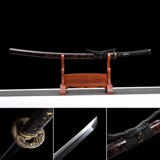 Hand Forged Japanese Samurai Katana Pan Dragon Knight T10 Carbon steel Turns the soil to burn blade