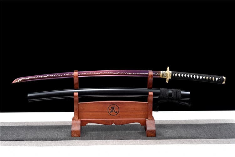 Hand Forged Japanese Samurai Katana Rose High Manganese Steel Purple Blade