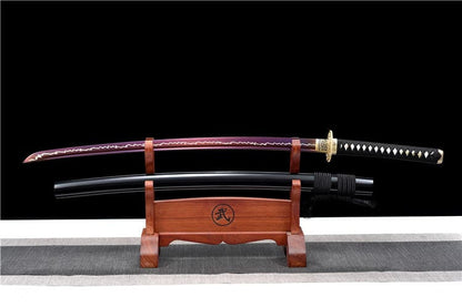 Hand Forged Japanese Samurai Katana Rose High Manganese Steel Purple Blade