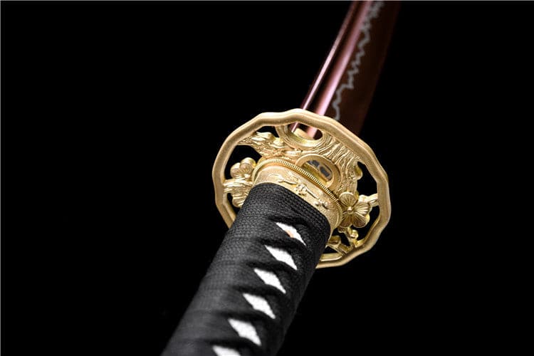 Hand Forged Japanese Samurai Katana Rose High Manganese Steel Purple Blade