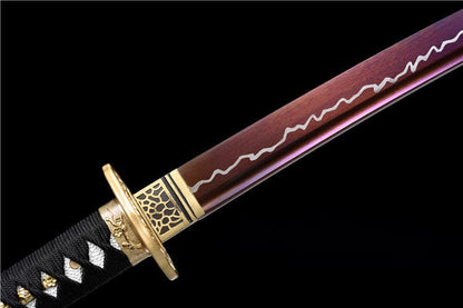 Hand Forged Japanese Samurai Katana Rose High Manganese Steel Purple Blade