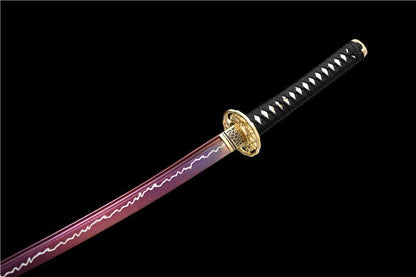 Hand Forged Japanese Samurai Katana Rose High Manganese Steel Purple Blade