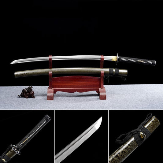 Hand Forged Japanese Samurai Katana Silver Wheel Damascus Steel Full Tang