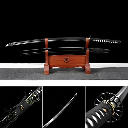 Hand Forged Japanese Samurai Katana T10 Carbon steel Green Vine Full Tang