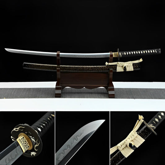 Hand Forged Japanese Samurai Katana T10 Real Yokote Pure copper gilt silver