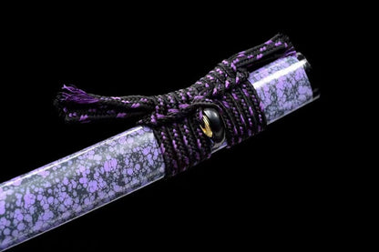 Hand Forged Japanese Samurai Katana Violet 9260 Spring Steel Full Tang