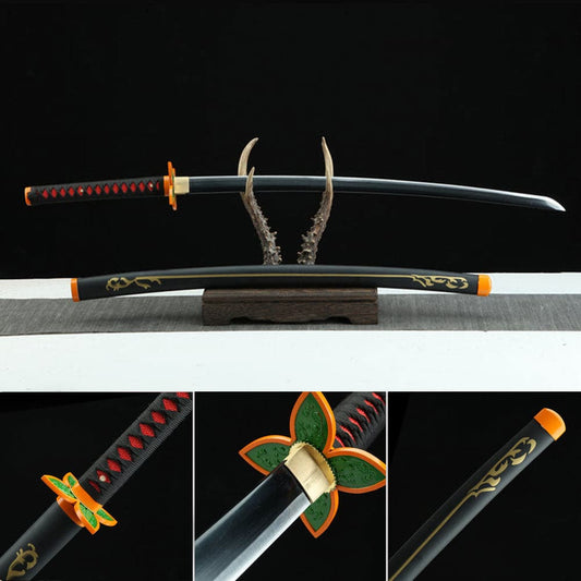 Handmade Anime Demon Slayer Tanjiro Nichirin 3rd Generation Sword 1045 High Carbon Steel Black