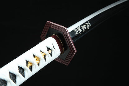 Handmade Anime Katana Demon Slayer Giyu Tomioka Nichirin Sword 1045 High Carbon Steel Black Blade