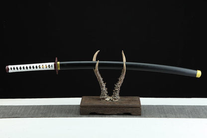 Handmade Anime Katana Demon Slayer Giyu Tomioka Nichirin Sword 1045 High Carbon Steel Black Blade