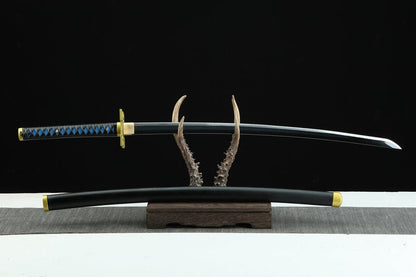 Handmade Anime Katana Demon Slayer Muichiro Tokito Nichirin Sword 1045 High Carbon Steel Black