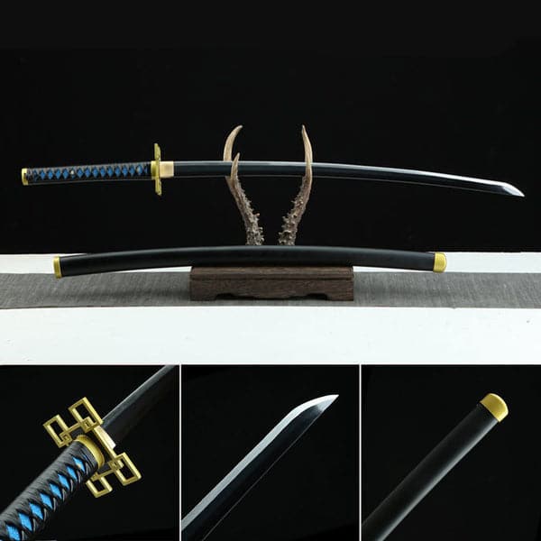 Handmade Anime Katana Demon Slayer Muichiro Tokito Nichirin Sword 1045 High Carbon Steel Black