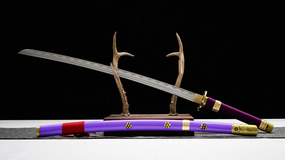 Handmade Anime Katana One Piece Roronoa Zoro's Enma Sword 1045 High Carbon Steel White blade Purple