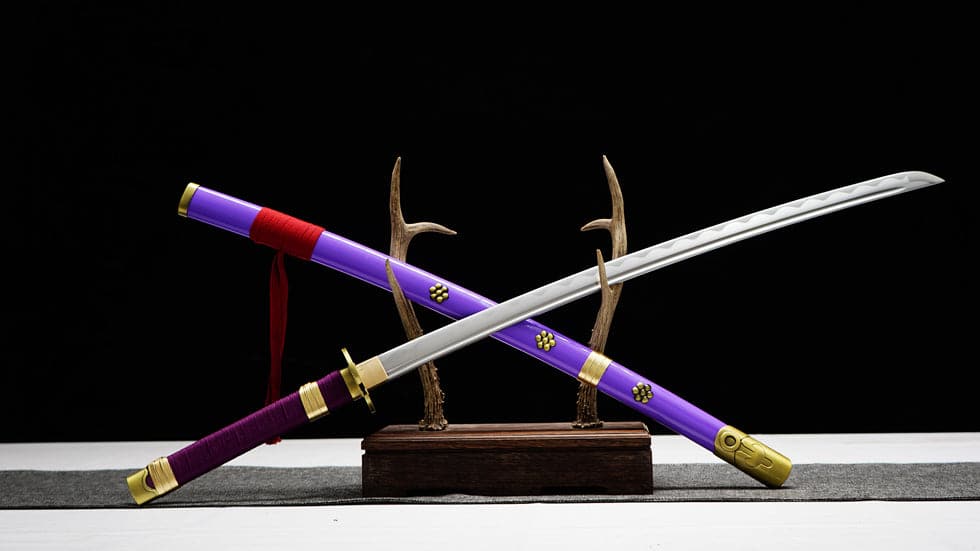 Handmade Anime Katana One Piece Roronoa Zoro's Enma Sword 1045 High Carbon Steel White blade Purple