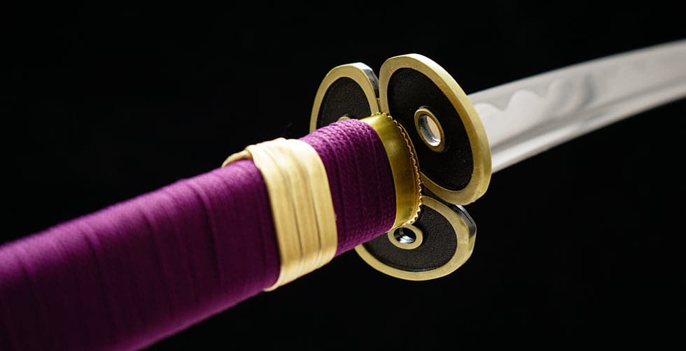 Handmade Anime Katana One Piece Roronoa Zoro's Enma Sword 1045 High Carbon Steel White blade Purple