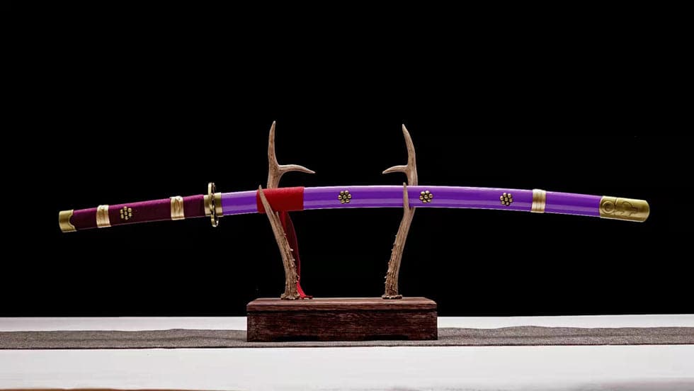 Handmade Anime Katana One Piece Roronoa Zoro's Enma Sword Purple Blade 1045 High Carbon Steel Purple