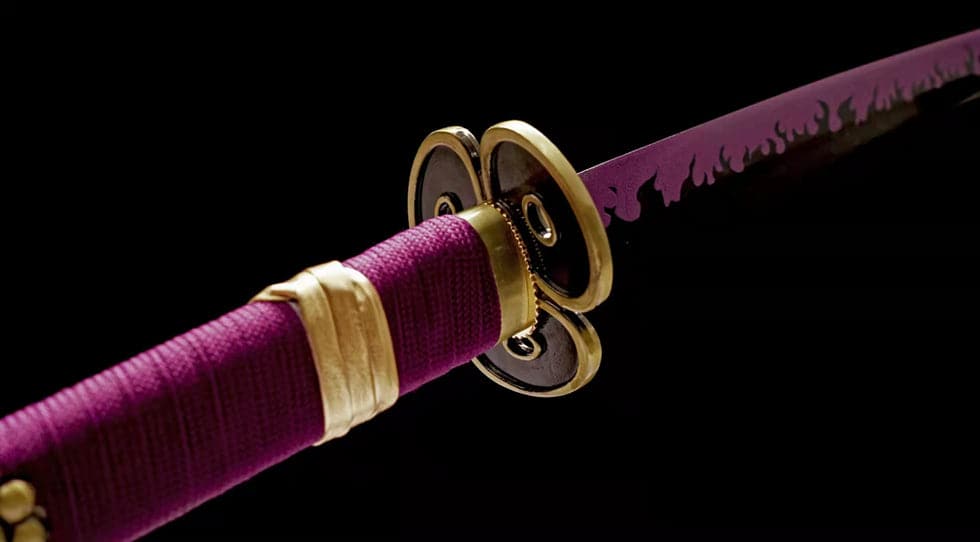 Handmade Anime Katana One Piece Roronoa Zoro's Enma Sword Purple Blade 1045 High Carbon Steel Purple