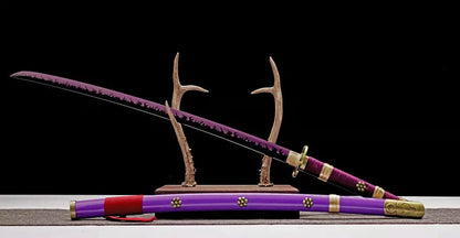 Handmade Anime Katana One Piece Roronoa Zoro's Enma Sword Purple Blade 1045 High Carbon Steel Purple